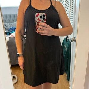 Pebble Beach Black Halter Athletic Dress with Built-in Shorts